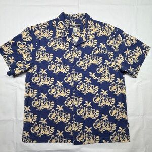 Vtg 90s Ocean Pacific OP Faded Luau Beach Surf Looped Collar Button Shirt Large